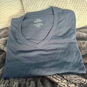 True Classic Navy V-Neck T-Shirt | Men's XXL Soft Fitted Tee